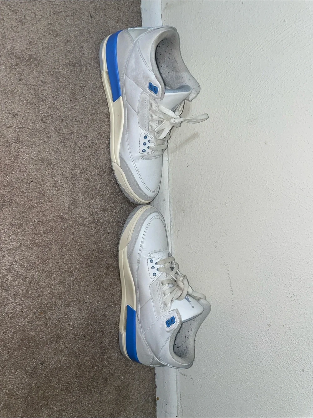 Jordan White Sneakers with Light Blue Accents